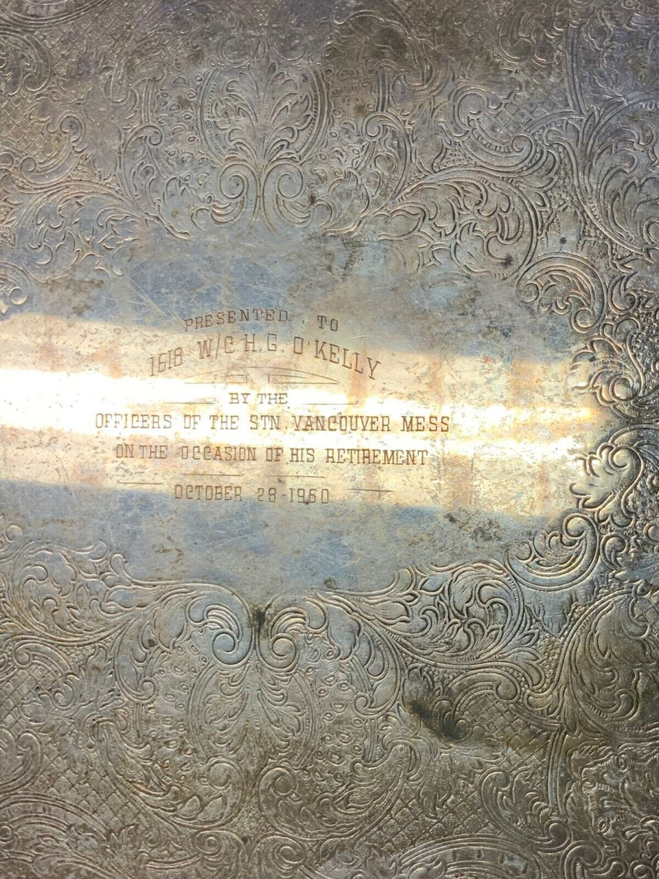 Canadian RCAF Wing Commander Presentation Platter Retirement Gift 1960 Canadian RCAF Wing Commander Presentation Platter Retirement Gift 1960
