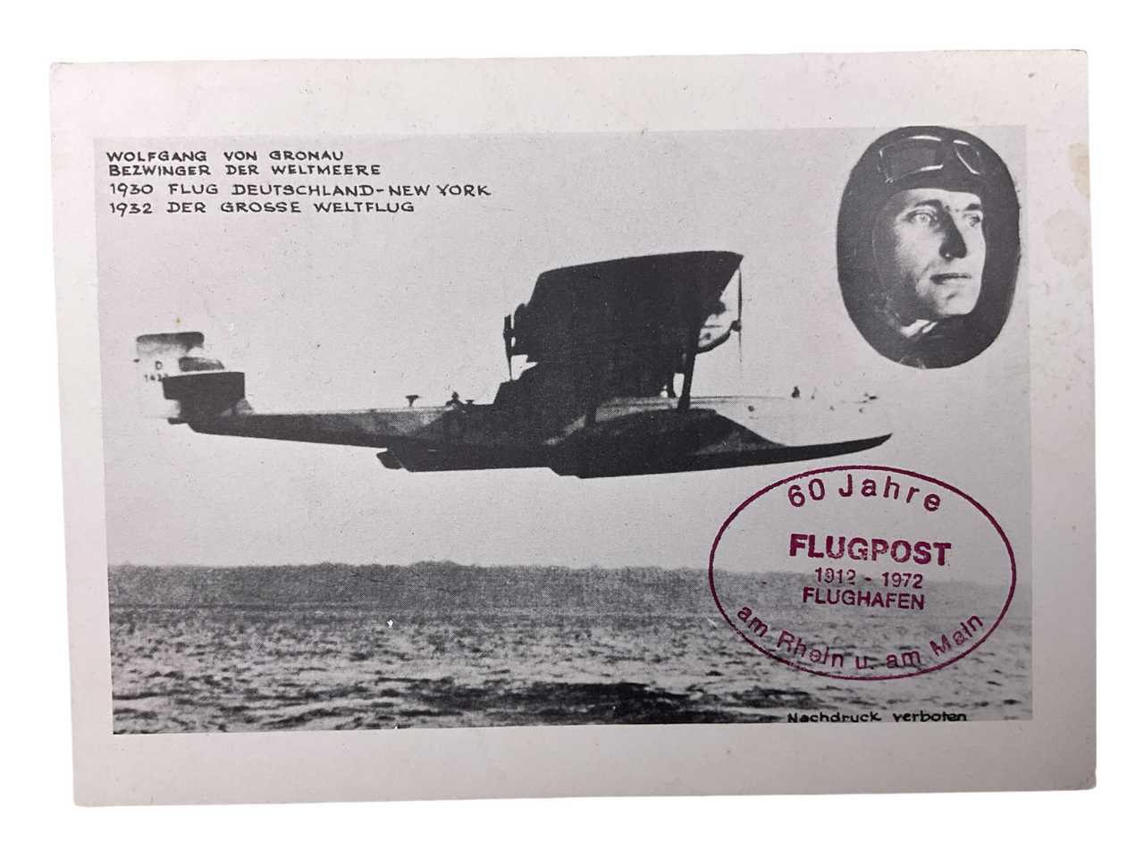 German Flugpost First Day Cover Stamp 60th Anniversary Seaplane German Flugpost First Day Cover Stamp 60th Anniversary Seaplane
