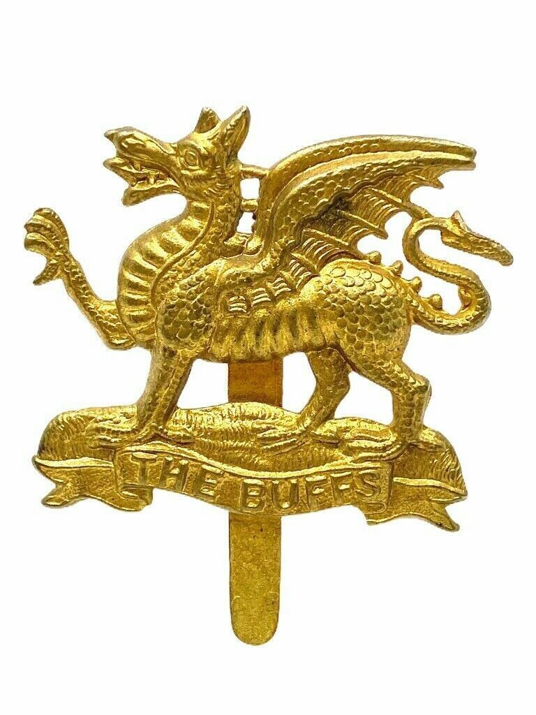 WW1 British BEF Buff Regiment Cap Badge WW1 British BEF Buff Regiment Cap Badge