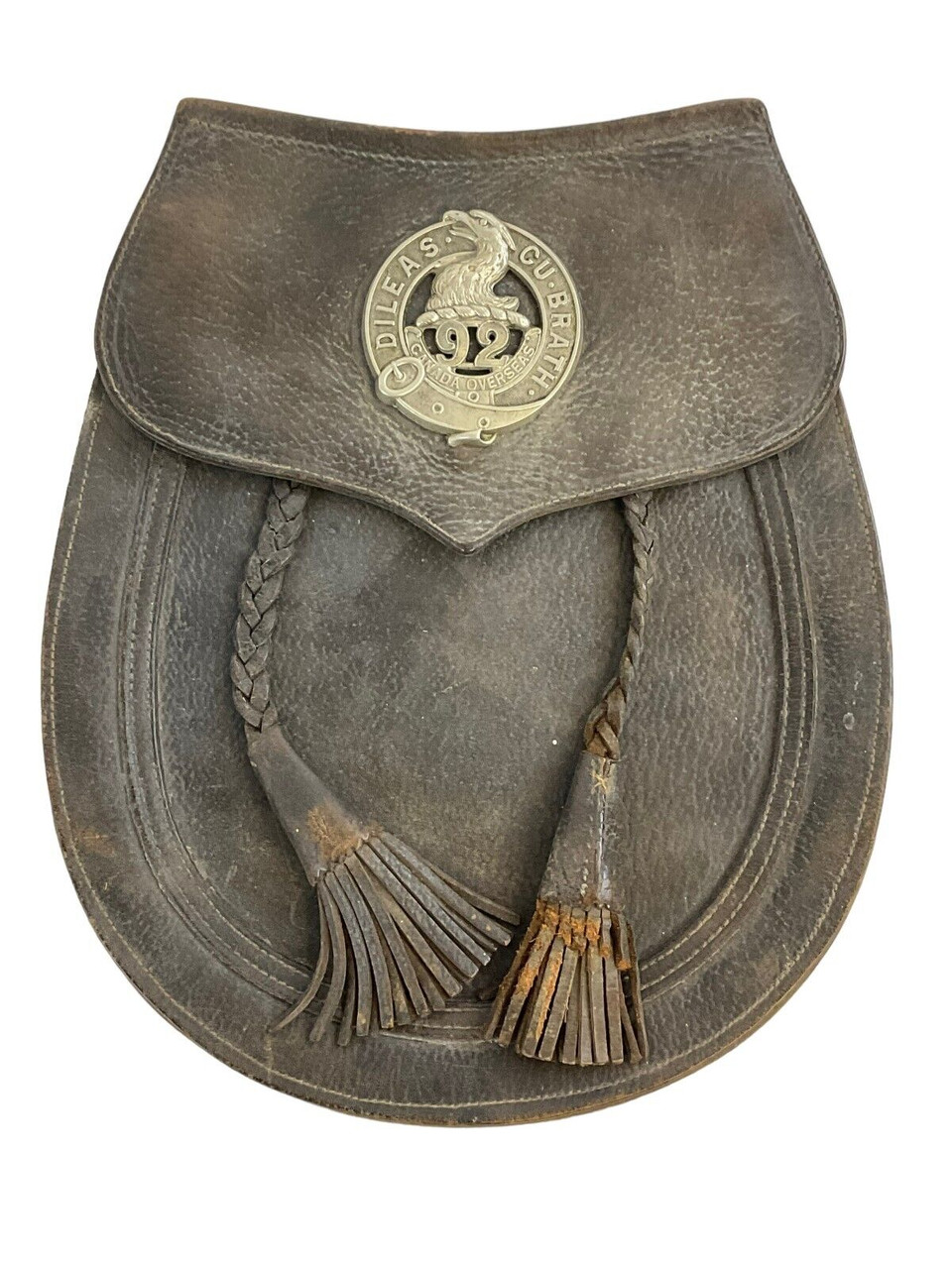 WW1 Canadian CEF 92nd Battalion Leather Two Tassle Sporran WW1 Canadian CEF 92nd Battalion Leather Two Tassle Sporran
