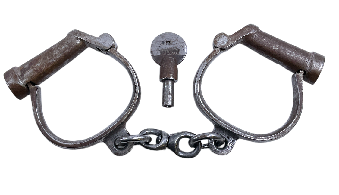 Victorian British Canadian Police HIATT Hand Cuffs & Key Victorian British Canadian Police HIATT Hand Cuffs & Key