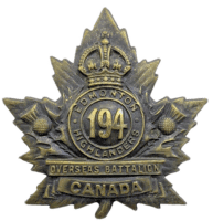 WW1 Canadian CEF 194th Battalion Cap Badge WW1 Canadian CEF 194th Battalion Cap Badge