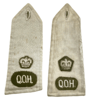 British Queen's Own Hussars Officers Major Slip On Shoulder Title Insignia Pair