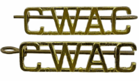 Canadian Women's Army Corps CWAC Brass Shoulder Titles Insignia Pair