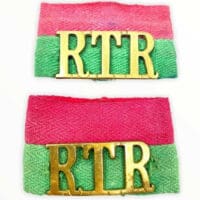 WW2 British Royal Tank Regiment RTR Shoulder Titles Slip On Pair