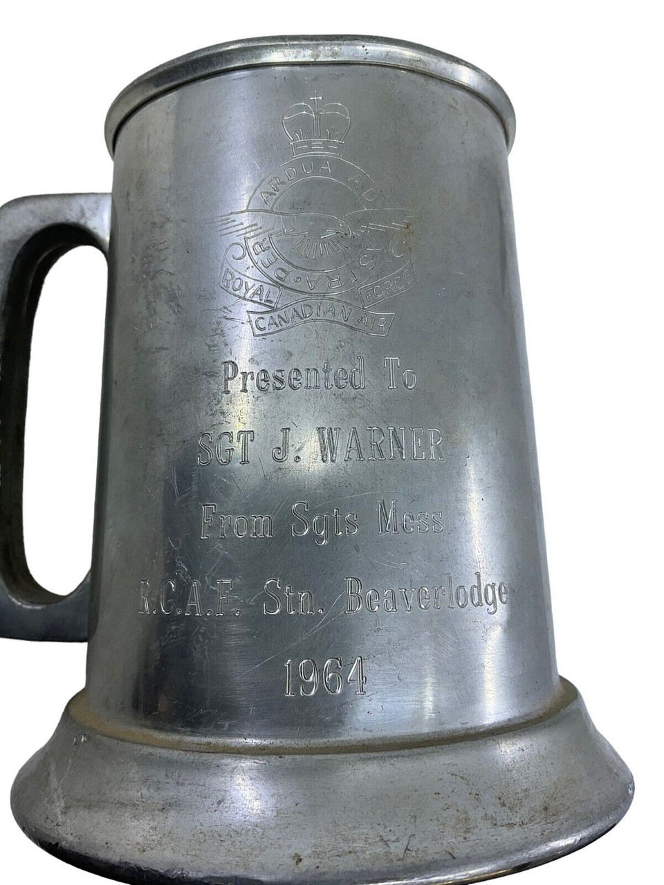 Canadian RCAF Station Beaverlodge Sgts Mess Presented Tankard Named Canadian RCAF Station Beaverlodge Sgts Mess Presented Tankard Named