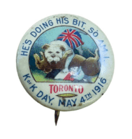 WW1 Canadian CEF HOME FRONT He's Doing His Bit K of K Day 1916 Button Pin WW1 Canadian CEF HOME FRONT He's Doing His Bit K of K Day 1916 Button Pin