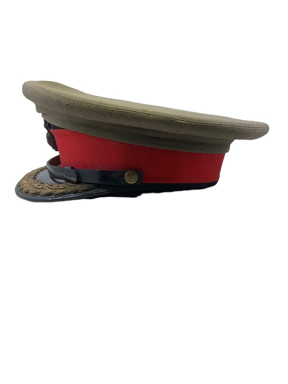 WW2 Canadian Brigadier Generals Peak Cap Hat with Khaki Cover Muir Cap Co 7 1/4 WW2 Canadian Brigadier Generals Peak Cap Hat with Khaki Cover Muir Cap Co 7 1/4