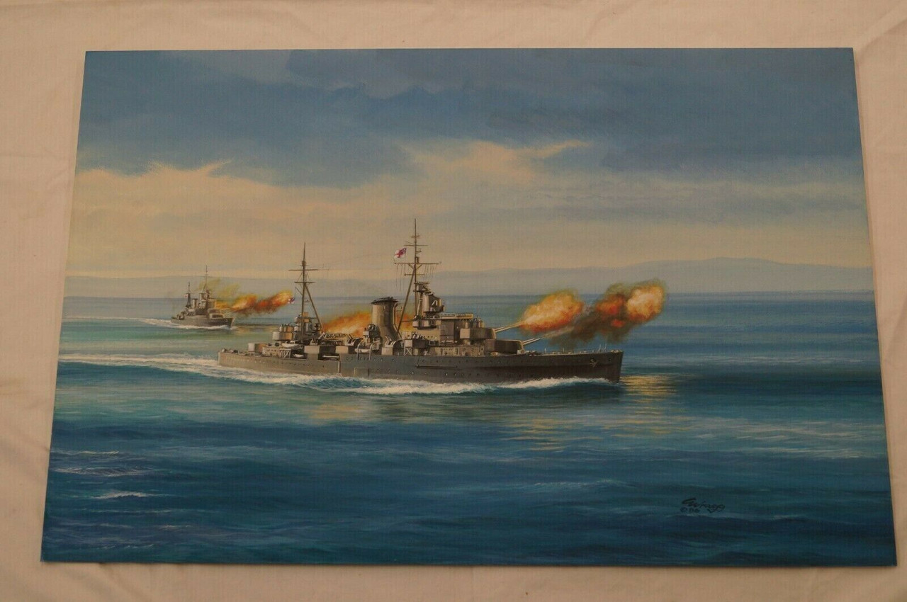 WW2 Canadian RCN HMCS Uganda Orion Original Acrylic Painting WW2 Canadian RCN HMCS Uganda Orion Original Acrylic Painting