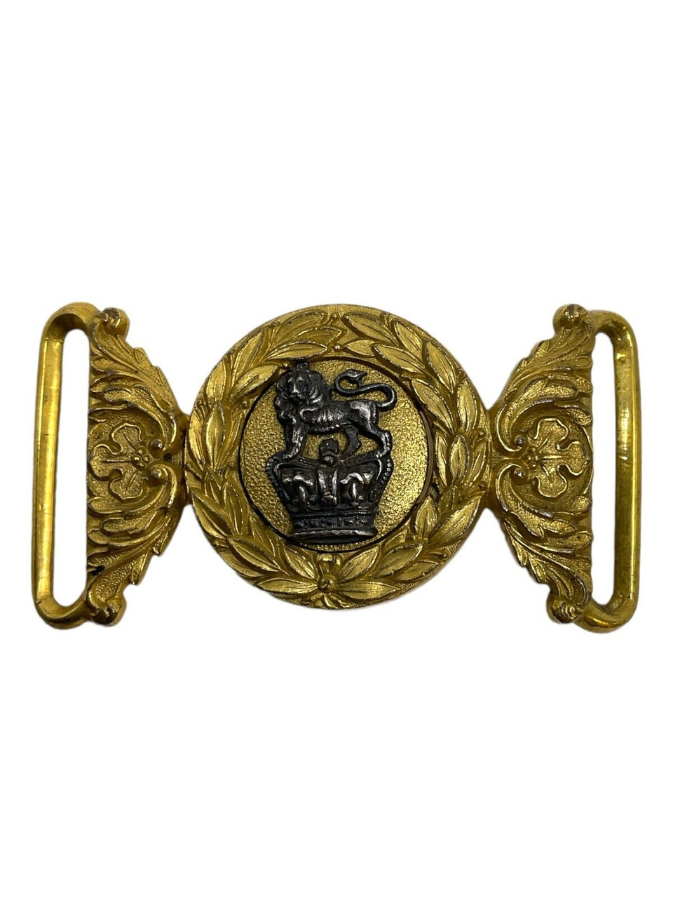 British Victorian Officers Gilt and Silver Small Belt Buckle British Victorian Officers Gilt and Silver Small Belt Buckle