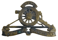 WW1 South African Screw Back Artillery Cap Helmet Badge