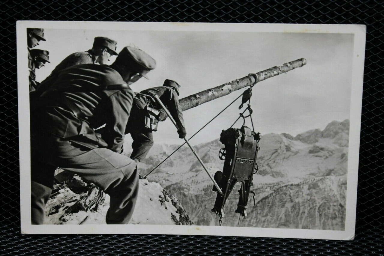 WW2 German Mountain Troops Postcard Mount Scene WW2 German Mountain Troops Postcard Mount Scene