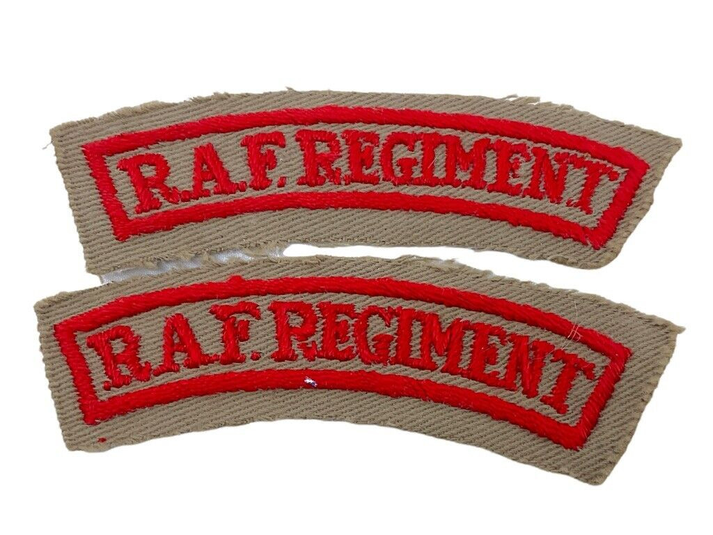WW2 British RAF Regiment Desert Shoulder Titles Insignia Pair WW2 British RAF Regiment Desert Shoulder Titles Insignia Pair