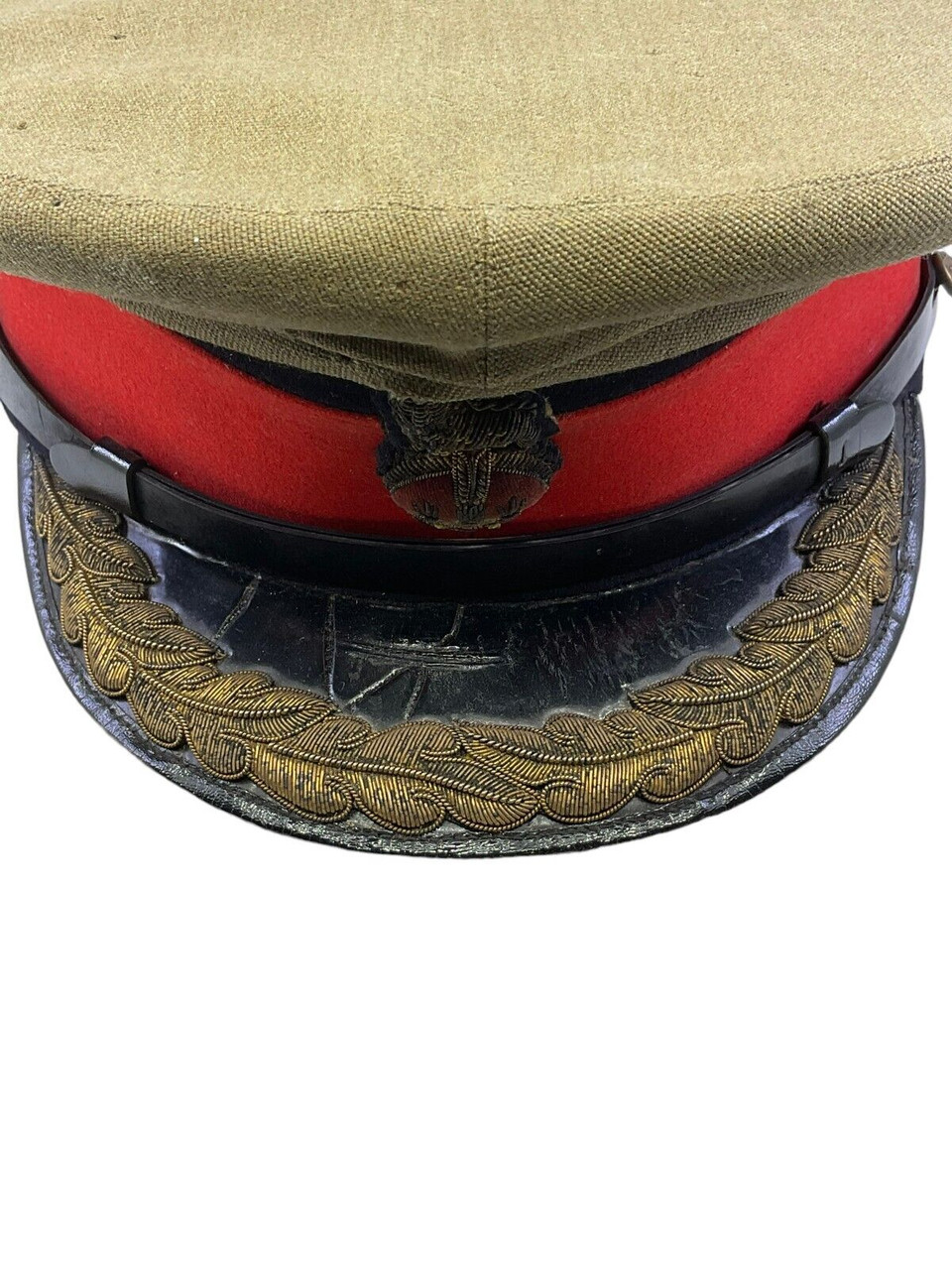 WW2 Canadian Brigadier Generals Peak Cap Hat with Khaki Cover Muir Cap Co 7 1/4 WW2 Canadian Brigadier Generals Peak Cap Hat with Khaki Cover Muir Cap Co 7 1/4