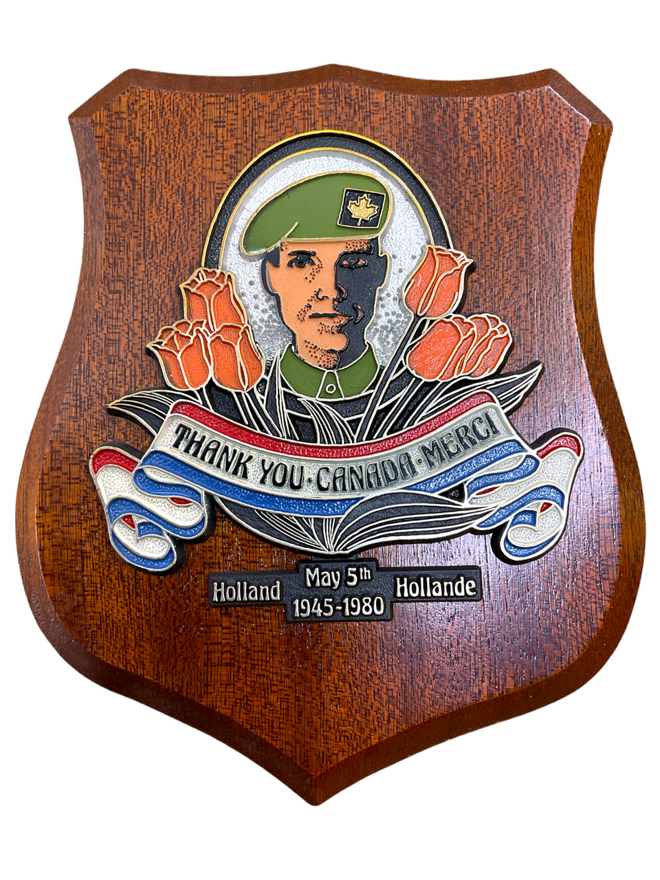 WW2 Canadian Netherlands Commemorative End Of WW2 Plaque 1980 6 x 6.5 Inch WW2 Canadian Netherlands Commemorative End Of WW2 Plaque 1980 6 x 6.5 Inch