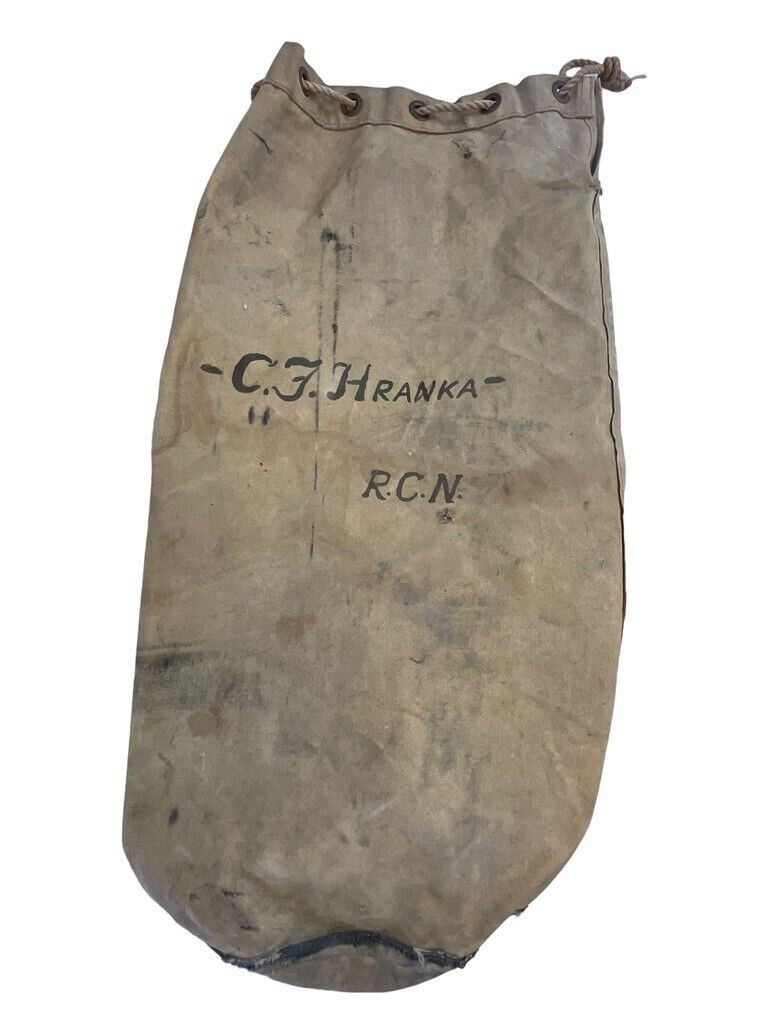 WW2 Canadian Navy RCN Named Duffel Bag C Broad Arrowed WW2 Canadian Navy RCN Named Duffel Bag C Broad Arrowed