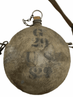 US Spanish American War Canteen With Canvas Cover & Leather Carry Strap US Spanish American War Canteen With Canvas Cover & Leather Carry Strap