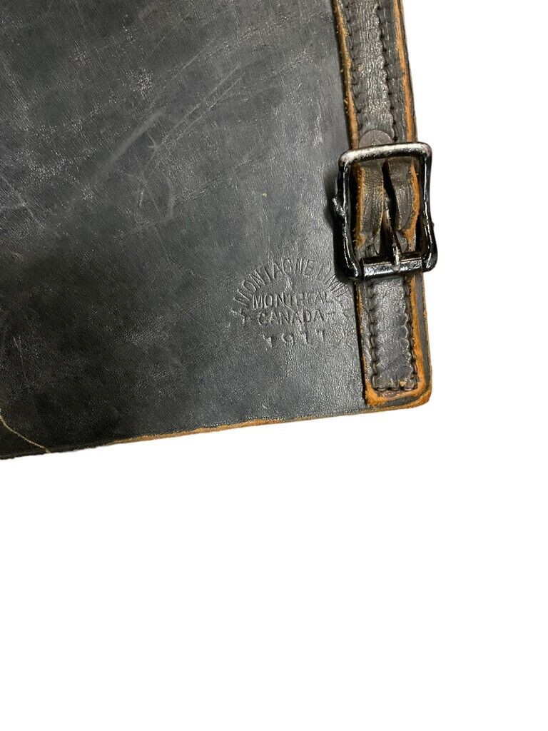 WW1 Canadian CEF Black Leather Gators 1911 Dated C Broad Arrowed WW1 Canadian CEF Black Leather Gators 1911 Dated C Broad Arrowed