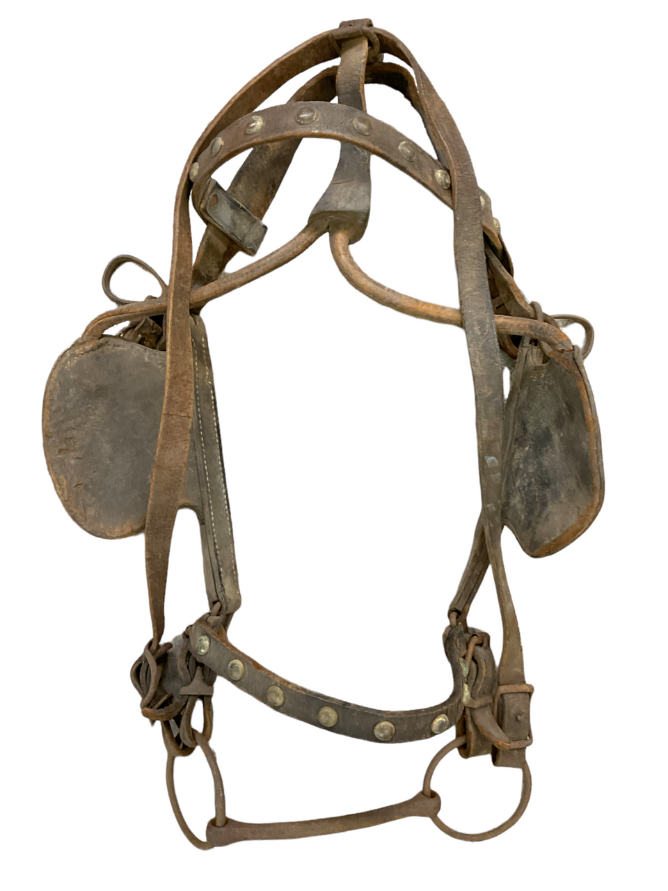 Vintage Decorative Canadian Leather Cart Horse Tack Blinkers & Bridle Vintage Decorative Canadian Leather Cart Horse Tack Blinkers & Bridle