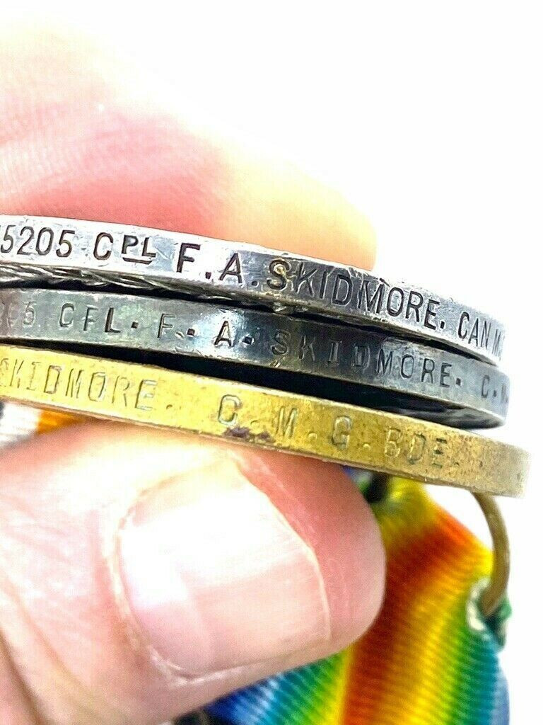 WW1 Canadian CEF Medal Group Military Medal MM 475205 Cpl FA Skidmore CMGC WW1 Canadian CEF Medal Group Military Medal MM 475205 Cpl FA Skidmore CMGC