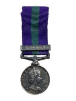 British General Service Medal Miniature with Ribbon Cyprus Bar British General Service Medal Miniature with Ribbon Cyprus Bar
