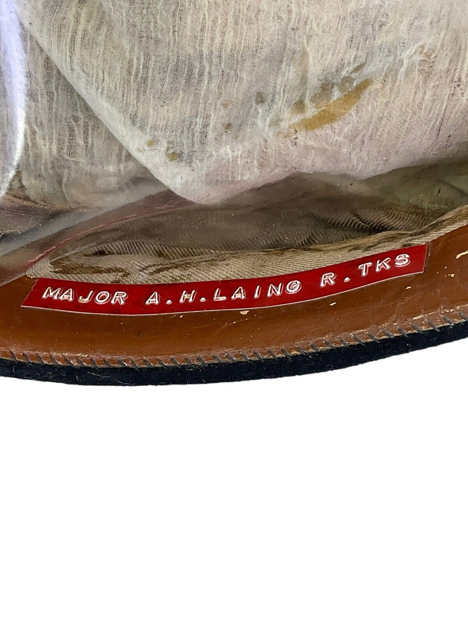 WW2 British Royal Tank Regiment Officers Astrakhan Beret Named Major Laing WW2 British Royal Tank Regiment Officers Astrakhan Beret Named Major Laing