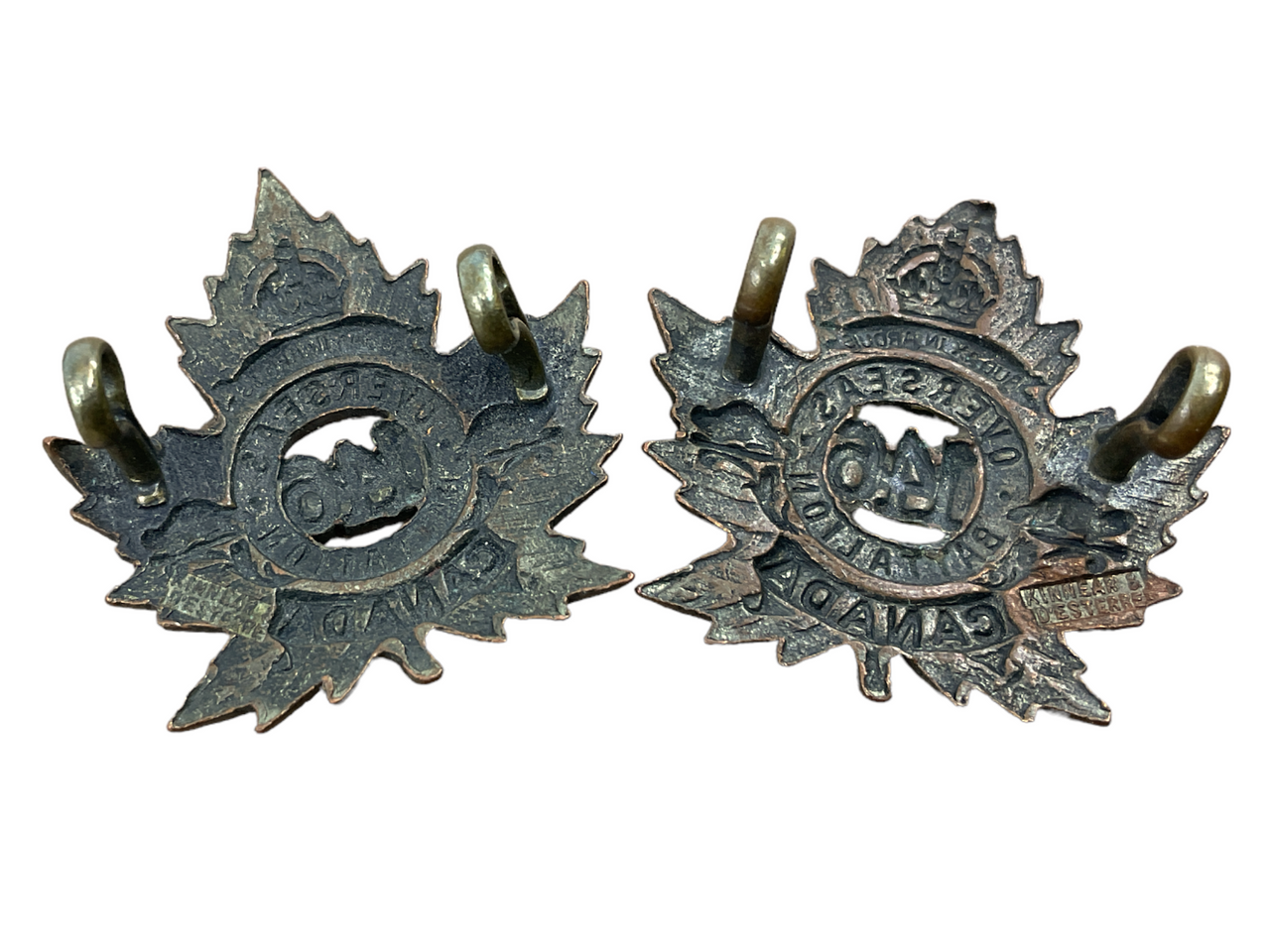 WW1 Canadian CEF 146th Battalion Collar Badge Insignia Pair WW1 Canadian CEF 146th Battalion Collar Badge Insignia Pair