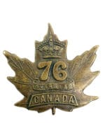 WW1 Canadian CEF 76th Battalion Collar Insignia Single NO LUGS