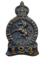 WW1 Canadian CEF 124th Battalion Collar Insignia Single 2 WW1 Canadian CEF 124th Battalion Collar Insignia Single 2