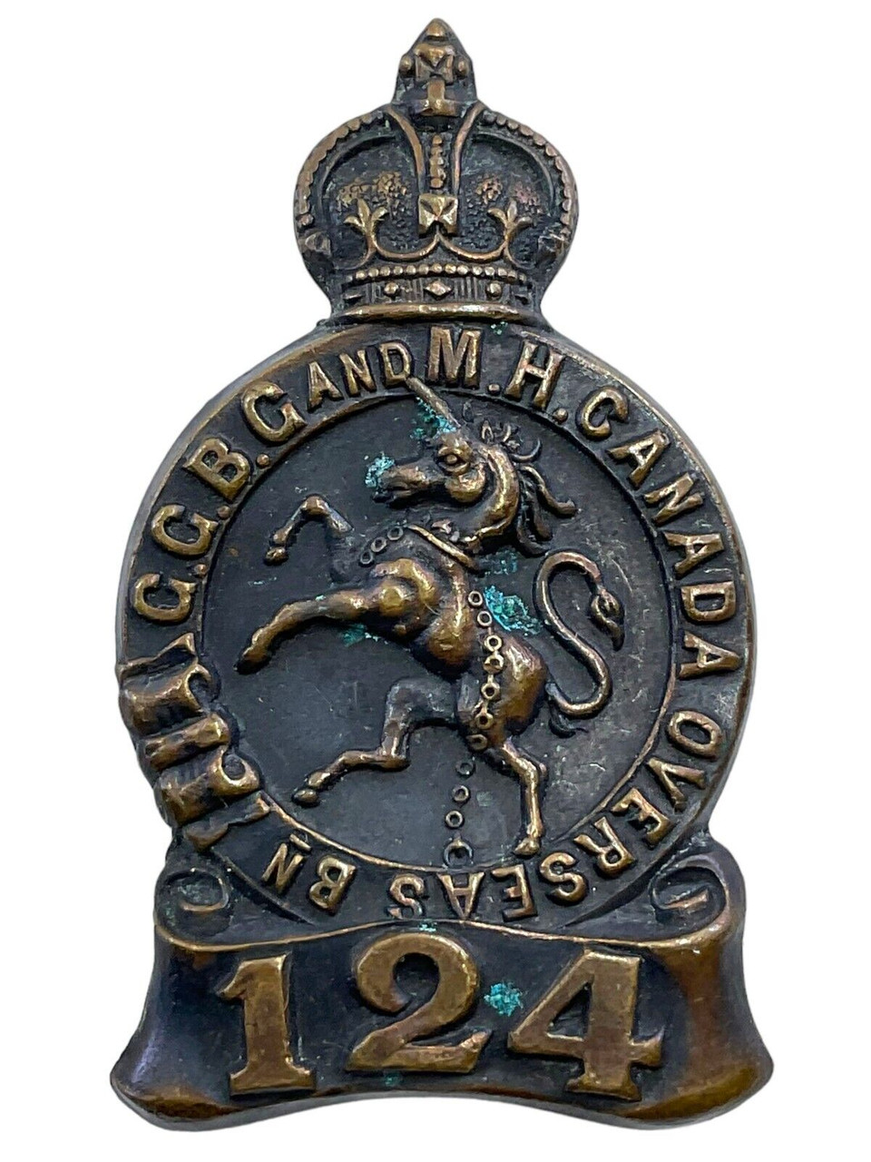 WW1 Canadian CEF 124th Battalion Collar Insignia Single 2 WW1 Canadian CEF 124th Battalion Collar Insignia Single 2