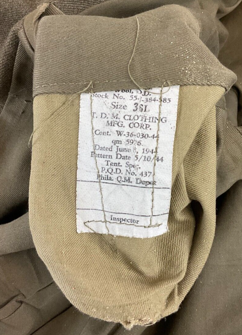 WW2 US Ike Jacket Size 36 L SHAEF Bullion Sleeve Insignia & Trousers 32 WW2 US Ike Jacket Size 36 L SHAEF Bullion Sleeve Insignia & Trousers 32