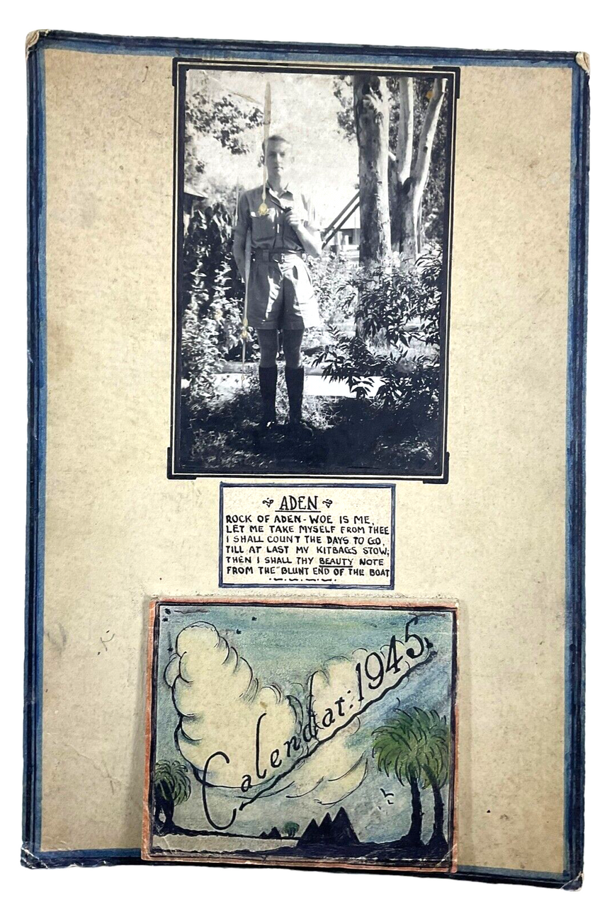 WW2 British Middle East Aden Soldier Portrait Photograph & 1945 Calendar WW2 British Middle East Aden Soldier Portrait Photograph & 1945 Calendar