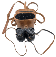 WW2 British Canadian 2 1/2 x 50 Binoculars With Leather Carry Case