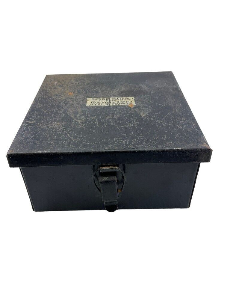 WW2 British RAF Spare Parts Tin for Gyro Gun Sight Type 6 Mk 1 EMPTY WW2 British RAF Spare Parts Tin for Gyro Gun Sight Type 6 Mk 1 EMPTY