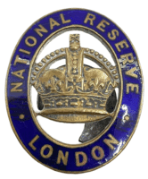 WW1 British BEF National Reserve London Enamel No. Button Hole Badge