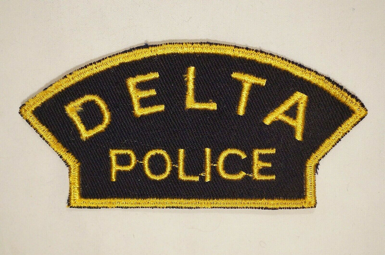 Canadian British Columbia Delta BC Gold Border Police Patch Canadian British Columbia Delta BC Gold Border Police Patch