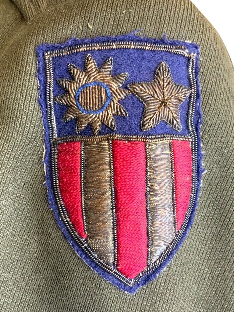 WW2 USAAF 10th Air Force CBI Bullion Insignia Named 4 Pocket Officers Tunic WW2 USAAF 10th Air Force CBI Bullion Insignia Named 4 Pocket Officers Tunic
