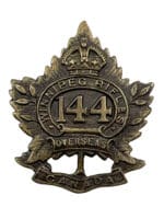 WW1 Canadian CEF 144th Battalion Collar Insignia Single WW1 Canadian CEF 144th Battalion Collar Insignia Single