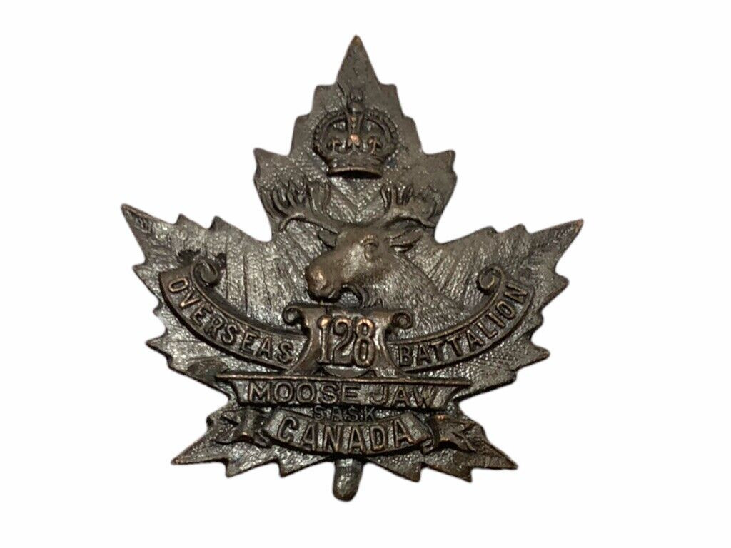 WW1 Canadian CEF 128th Battalion Collar Insignia Single WW1 Canadian CEF 128th Battalion Collar Insignia Single