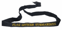 British Royal Navy Flag Officer Submarines Cap Tally Full Length