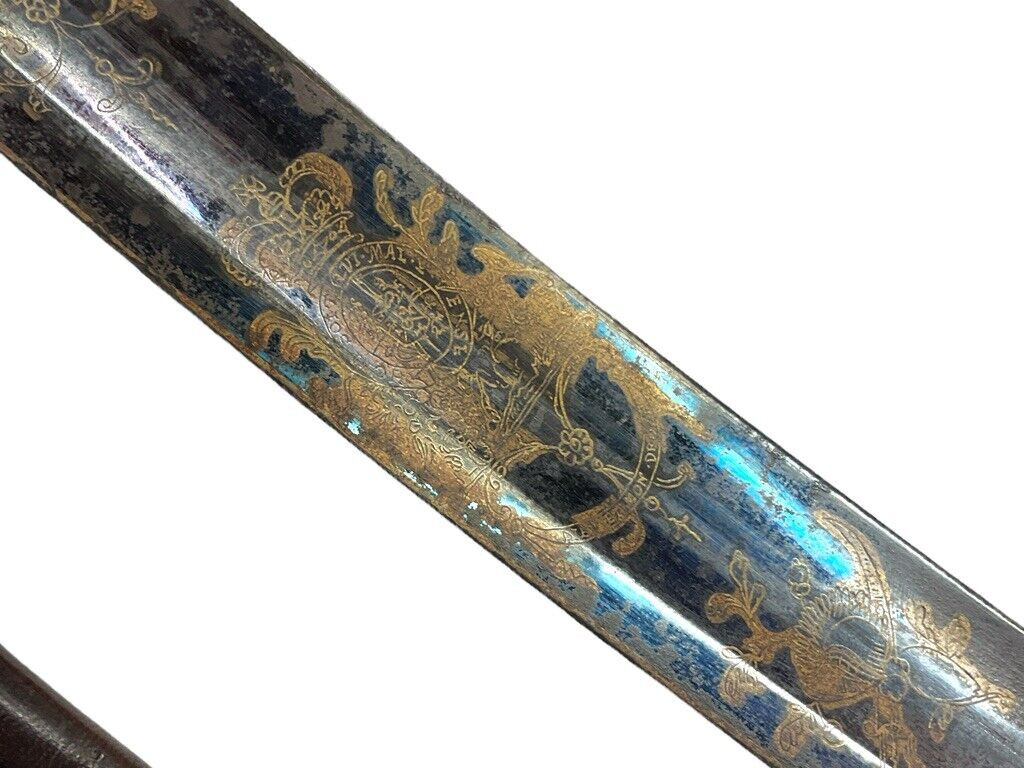 British 1803 Infantry Officers Sword Scabbard Maker S Brunn Blue and Gilt Blade British 1803 Infantry Officers Sword Scabbard Maker S Brunn Blue and Gilt Blade