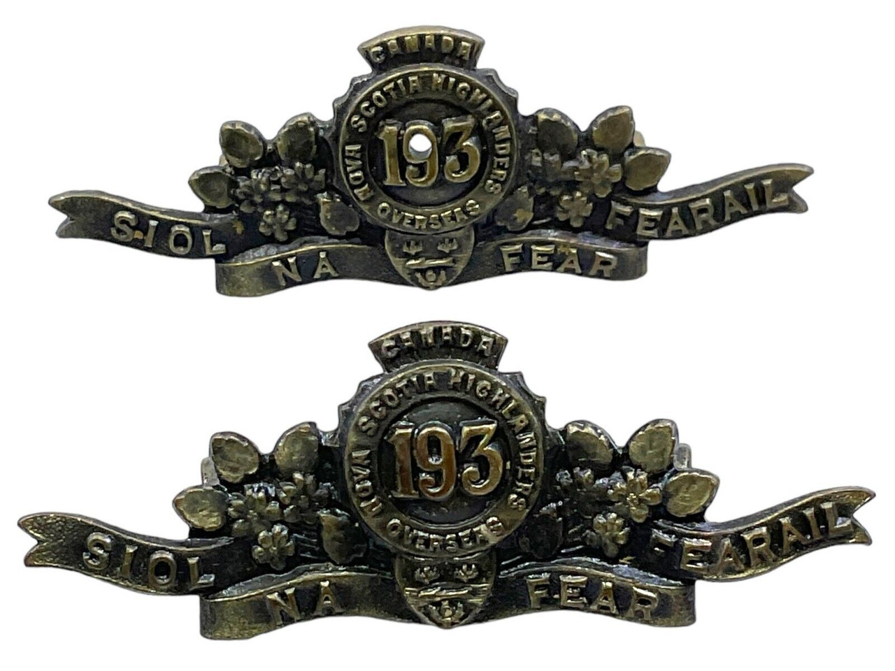 WW1 Canadian CEF 193rd Battalion Shoulder Titles Insignia Pair WW1 Canadian CEF 193rd Battalion Shoulder Titles Insignia Pair