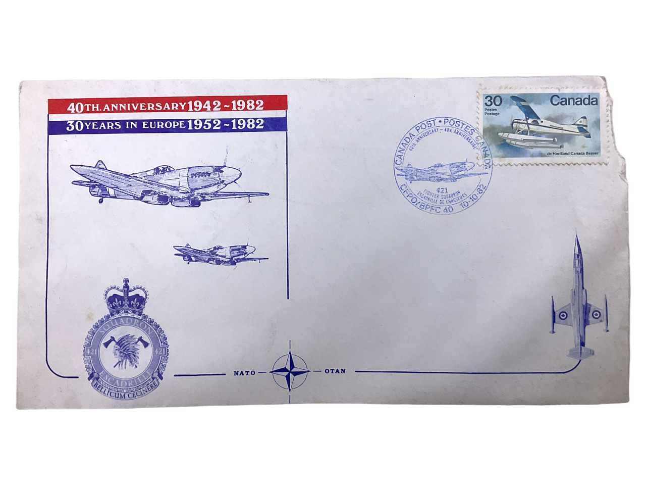 Canadian RCAF First Day Cover Stamp 421 Squadron De Haviland Beaver Canadian RCAF First Day Cover Stamp 421 Squadron De Haviland Beaver