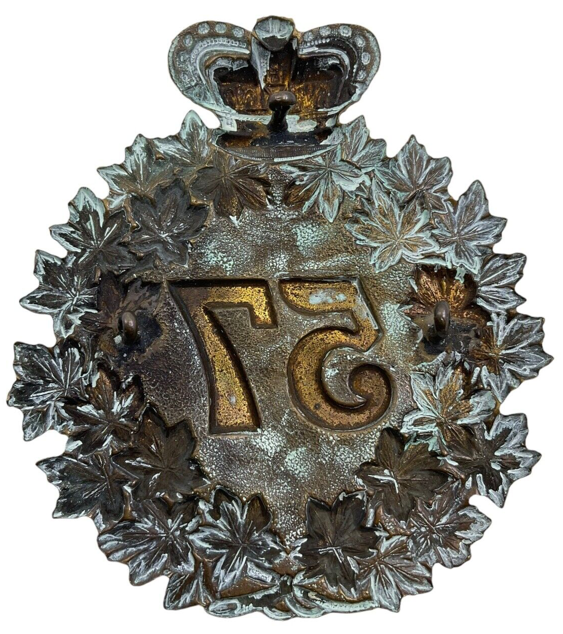 Victorian Canadian Militia 57th Peterborough Battalion Helmet Plate Victorian Canadian Militia 57th Peterborough Battalion Helmet Plate