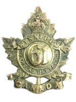 WW1 Canadian CEF 61st Battalion Collar Insignia Single NO LUGS