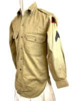 WW2 US Army Corporal Shirt 14 1/2 Neck 43rd Infantry Division SHAEF SSI WW2 US Army Corporal Shirt 14 1/2 Neck 43rd Infantry Division SHAEF SSI