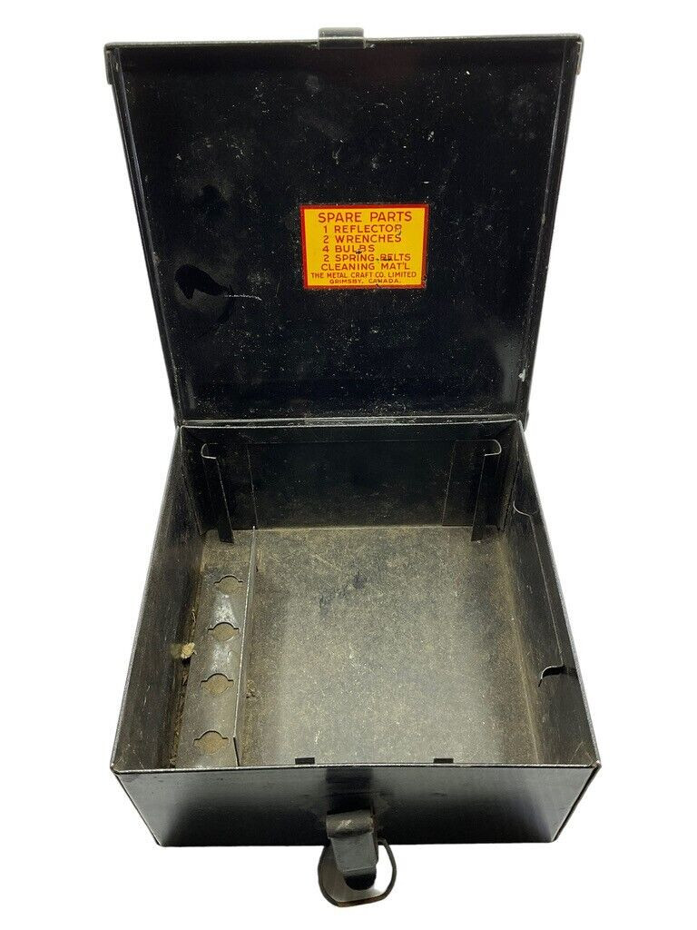 WW2 British RAF Spare Parts Tin for Gyro Gun Sight Type 6 Mk 1 EMPTY WW2 British RAF Spare Parts Tin for Gyro Gun Sight Type 6 Mk 1 EMPTY