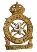 British 4th County Of London Yeomanry Sharpshooters Collar Badge Single