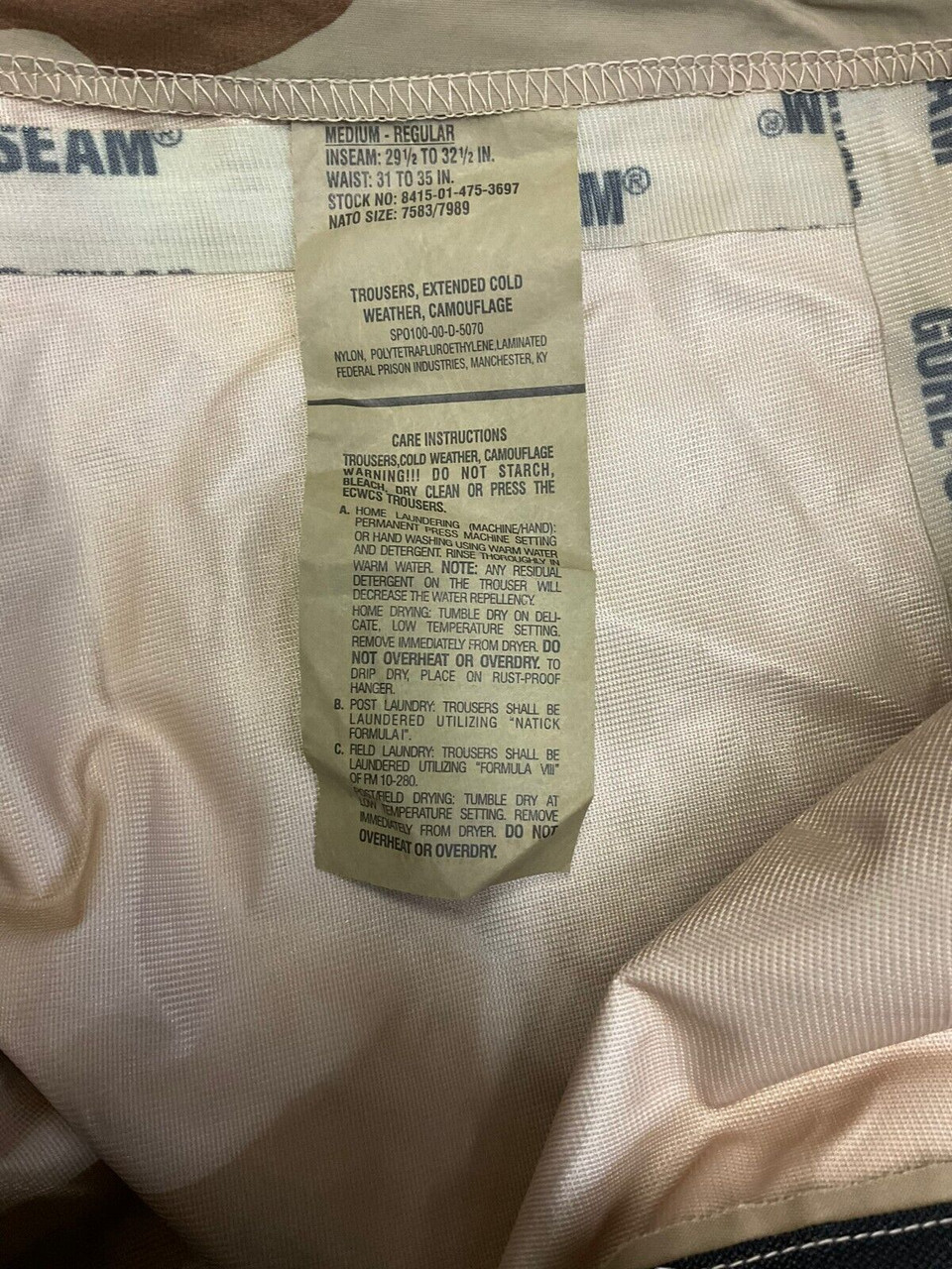 US DCU Desert Camouflage Gortex Trousers Pants Size Medium Regular US DCU Desert Camouflage Gortex Trousers Pants Size Medium Regular