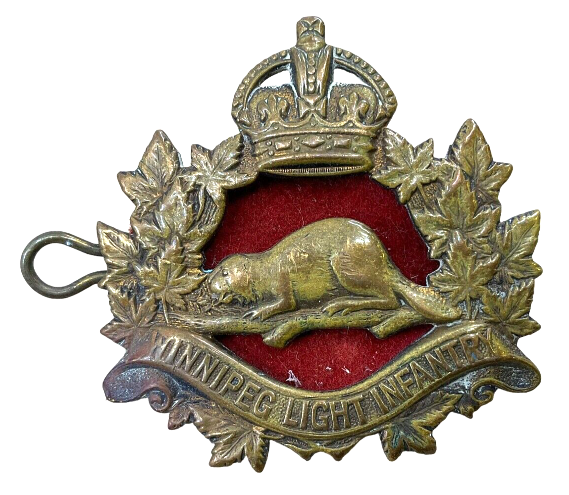 WW2 Canadian Winnipeg Light Infantry Cap Badge With Red Backing WW2 Canadian Winnipeg Light Infantry Cap Badge With Red Backing